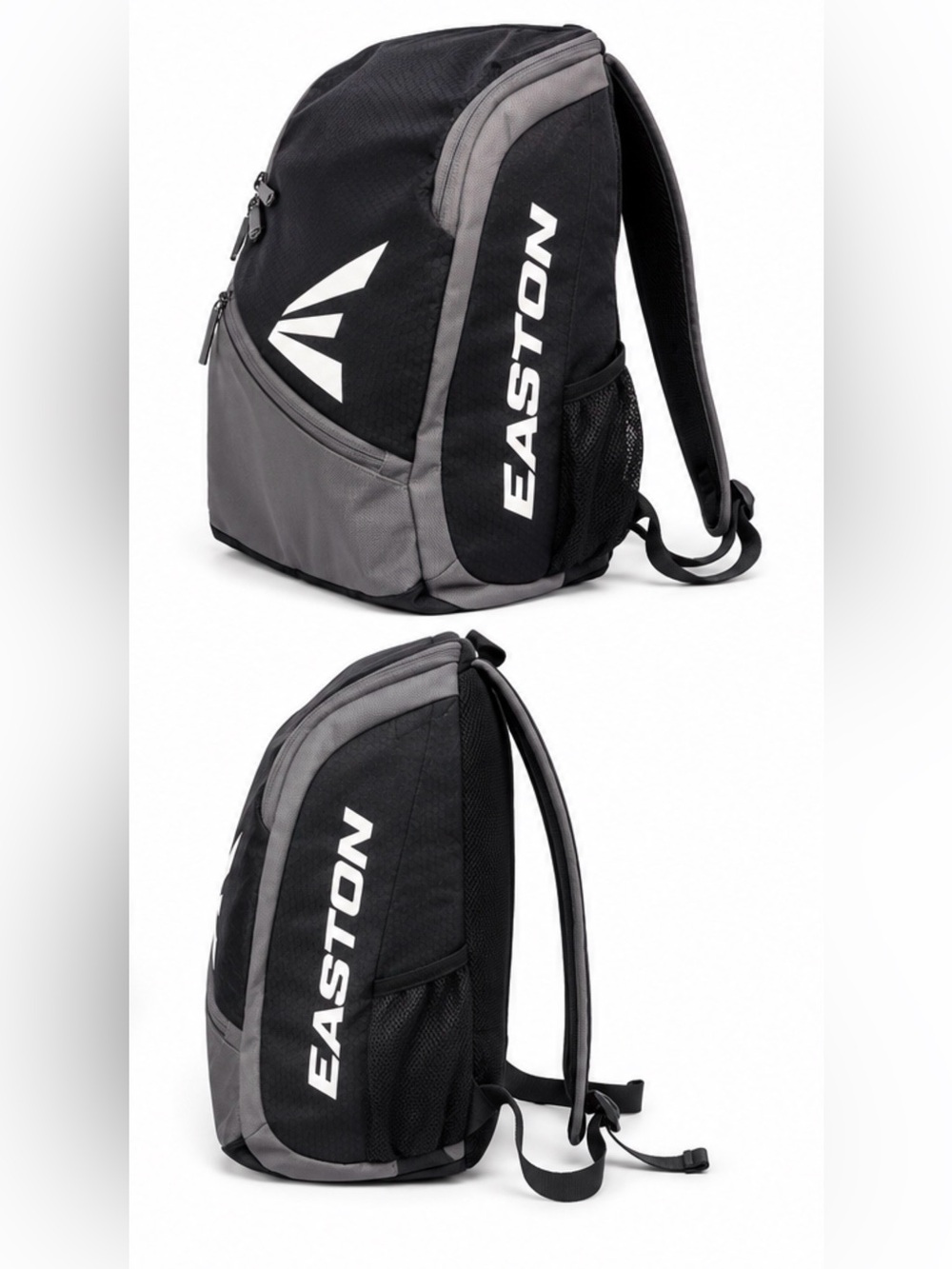 Easton Black and Gray Sports Backpack with White Logo
